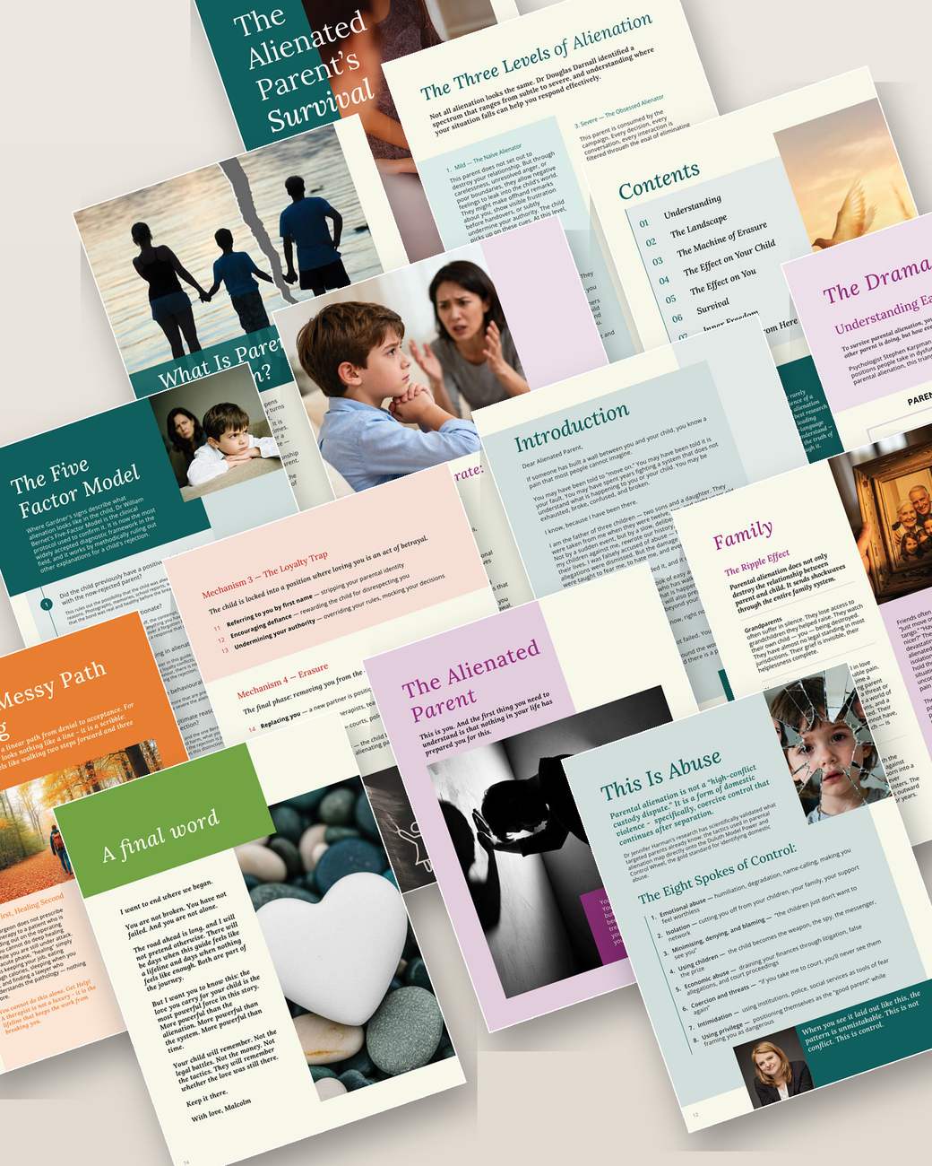 Inside the Parental Alienation Survival Guide — a preview of pages from the 74-page guide